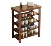 YDkjwjw Banc À Chaussures en Bambou avec Étagère À Chaussures À 4 Niveaux, Banc De Rangement Multifonctionnel 2 en 1 avec Étagère Ouverte, Facile À Nettoyer(Tea Brown,58cm)