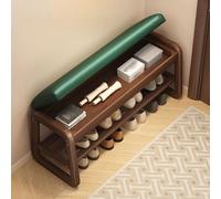 YDkjwjw Banc À Chaussures en Bois avec Assise Rembourrée Et Étagère De Rangement Ouverte, Idéal for L'entrée, Le Salon Et Le Couloir.(Green,60cm)