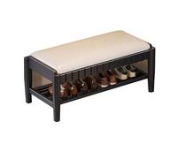 YDkjwjw Banc À Chaussures en Bois avec Étagère Ouverte Et Coussin - Banc De Rangement Multifonctionnel for Entrée, Pied De Lit Et Couloir(Black,60cm)