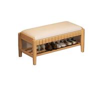 YDkjwjw Banc À Chaussures en Bois avec Étagère Ouverte Et Coussin - Banc De Rangement Multifonctionnel for Entrée, Pied De Lit Et Couloir(Natural Wood,45cm)