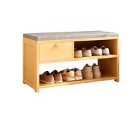 YDkjwjw Banc À Chaussures Rustique avec Étagère Ouverte, Banc À Chaussures en Bois avec Tiroir for Entrée, Chambre Et Salon(Padded,70CM)