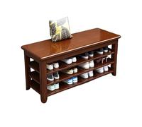 YDkjwjw Banc De Rangement De Bout De Lit, Étagère À Chaussures en Bois avec Étagère Ouverte, Idéal for Couloir, Chambre Ou Entrée.(Walnut,120cm)