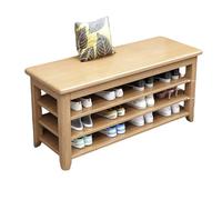 YDkjwjw Banc De Rangement De Bout De Lit, Étagère À Chaussures en Bois avec Étagère Ouverte, Idéal for Couloir, Chambre Ou Entrée.(Natural Wood,90cm)