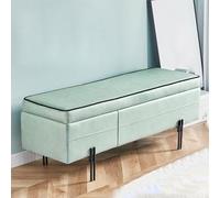 YDkjwjw Banc de Rangement for Chaussures, siège rembourré for Plus de Confort, Rangement dissimulé for l'entrée/Le Couloir, Gain de Place(White-Green,40 * 100 * 45cm)