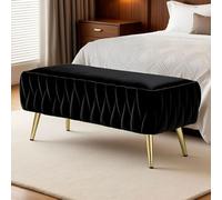 YDkjwjw Banc De Rangement for Entrée, Banc À Chaussures À Structure Métallique avec Assise Rembourrée en Velours, Pouf D'entrée Robuste for Entrée, Hall(Black,100 * 40 * 43cm)