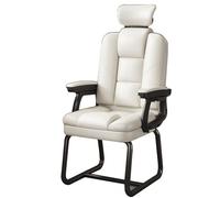 YDkjwjw Chaise De Bureau avec Appui-tête, Piètement Luge Et Soutien Lombaire, Fauteuils De Direction Ergonomiques À Dossier Haut sans roulettes, Fauteuil De Réception pour Salle D'attente