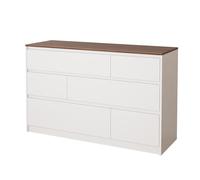 YDkjwjw Commode Moderne À 6 Tiroirs, Grand Meuble De Rangement for Chambre, Table De Chevet, Entrée, Coiffeuse Et Salon, Montage Facile(Warm White+Oak,120x40x75cm)