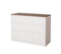 YDkjwjw Commode Moderne À 6 Tiroirs, Grand Meuble De Rangement for Chambre, Table De Chevet, Entrée, Coiffeuse Et Salon, Montage Facile(Warm White+Oak,100x40x75cm)