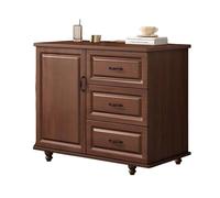 YDkjwjw Commode Rustique À 3 Tiroirs Et Porte, Commode en Bois, Grand Meuble De Rangement for Chambre, Salon Ou Couloir(Dark Walnut)