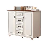 YDkjwjw Commode Rustique Vintage en Bois avec 4 Tiroirs Et 2 Portes, Meuble De Rangement Spacieux for Chambre, Salle À Manger Ou Entrée.(White,100 * 40 * 90CM)