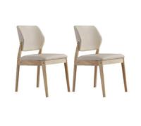 YDkjwjw Ensemble De 2 Chaises De Salle À Manger Minimalistes, Siège À Coussin Doux en Simili Cuir, Support Dorsal Ergonomique, Cadre en Bois Massif, for Sièges De Cuisine(Natural+Beige)