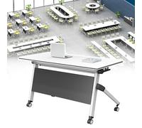 YDkjwjw Ensemble de 2 Tables de Conférence Pliantes, Tables de Salle de Conférence pour 2 À 10 Personnes, Table de Formation Mobile À Plateau Rabattable avec roulettes