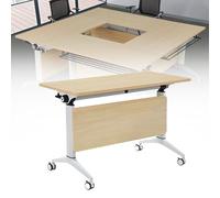 YDkjwjw Ensemble de 4 Tables de Conférence Pliantes, Tables de Salle de Conférence pour 2 À 10 Personnes, Table de Formation Mobile a Plateau Rabattable avec roulettes