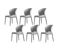 YDkjwjw Ensemble De 6 Chaises De Salle À Manger Contemporaines en Similicuir avec Dossier Et Pieds en Métal Résistant - Idéales for La Salle À Manger Ou La Cuisine(Light Gray)