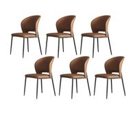 YDkjwjw Ensemble De 6 Chaises De Salle À Manger Contemporaines en Similicuir avec Dossier Et Pieds en Métal Résistant - Idéales for La Salle À Manger Ou La Cuisine(Light Brown)