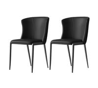 YDkjwjw Lot De 2 Chaises De Salle À Manger Contemporaines en Similicuir avec Dossier Haut Et Pieds en Métal Résistant - Idéales for La Salle À Manger Ou La Cuisine(Black)