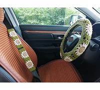 YDM Housse de Volant en Crochet Faite à la Main, Motif Tournesol, pour Femme et Fille (Housse de Volant + 2 Housses de Ceinture)