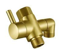 YDmeet Vanne d'inversion de douche en métal, inverseur de pommeau de douche à 3 voies pour pommeau de douche à main et pommeau de douche fixe, pièce de rechange universelle G1/2 pour salle de bain, or