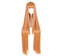 Ydound Anime Coser Perruque Anime Persona 5 Futaba Sakura Orange Longue Raide Perruque Cosplay Costume Cosplay Cheveux Synthétiques Résistant à la Chaleur Perruques pour les fans