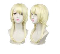 ydound Anime Coser Wig 18in Genshin Impact Wig, Anime Cosplay Traveler Lumine Wig, Perruque dorée avec Bonnet de Perruque Gratuit, for Halloween, fête, Carnaval, Vie Nocturne, Concerts, Mariages