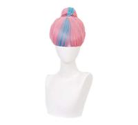 ydound Anime Coser Wig 2020 lol véritable blessure Qiyana Perruque Bleue Rose avec Chignon Cosplay Costume résistant à la Chaleur Cheveux synthétiques Femmes Femmes Perruques,2 ( Color : 2 )