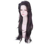 ydound Anime Coser Wig 70cm Anime Demon Demon Slayer: KIMETSU No Yaiba Cosplay Perruques Kamado Tanjirou Femmes Perruque Longue Jouant aux Cheveux Brun- Noir Halloween 1: 1 Perruque