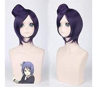 ydound Anime Coser Wig Anime Akatsuki Cosplay Perruques Konan Angel Perruque Jouant Dark Purpl Hair Halloween 1: 1 Perruque + Perruque Cap 40cm