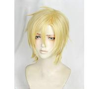ydound Anime Coser Wig Anime Banana Fish Frates Lynx Aslan Jade Callenreese Cosplay Perruques Courtes Résistant à la Chaleur Golden Résistant à la Chaleur Perruque+Perruque