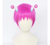 ydound Anime Coser Wig Anime Cosplay Costume Saiki K. Perruque, Perruque Saiki Kusuo, Cheveux Courts Violet Rose avec 2 Capuchons de Perruque, for Halloween, fête