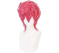 ydound Anime Coser Wig Anime Cosplay Perruques JoJo' s Bizarre Adventure Trish Una Pink Short Cheveux bouclés Femme Perruques de Perruque+ Perruque Capplay Party