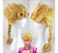 ydound Anime Coser Wig Anime JoJo' s Bizarre Adventure Giorno Giovanna Cosplay Perruque Giogio Golden Perruques de Cheveux synthétiques résistantes à la Chaleur+Perruque