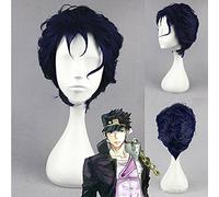 ydound Anime Coser Wig Anime JoJo' s Bizarre Adventure Kujo Jotaro Cosplay Perruques Black Blue Mixte Heat Résistant Synthétique Perruque de Cheveux Synthétique+Perruque
