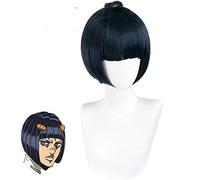 ydound Anime Coser Wig Anime JoJo' s Bizarre Aventure Rôle Perruque Bruno Bucciarati Cosplay Perruque Spécial Fibre Synthétique Bleu et Noir Synthétique