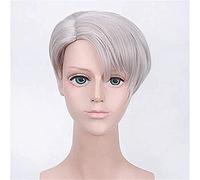 ydound Anime Coser Wig Anime Yuri ! sur Glace Katsuki yuuri Cosplay Perruque synthétique Cheveux Halloween Katsuki yuuri Blanc Courte Perruque de Cosplay + Perruque Cap idiko Perruque