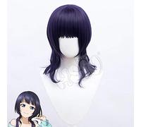 ydound Anime Coser Wig Asaka Karin Cosplay Wig LoveLive Projet DE RÊVE Parfait PDP Perruque synthétique de Fibre de Cheveux Courte Pourpre foncé