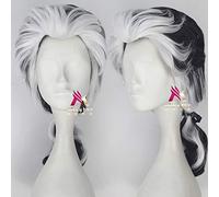 ydound Anime Coser Wig Beauté Beamoxer Beauty and The Beast Prince Gaston Wig Black Perruque Courte Cosplay Halloween Rôle Jouez Cheveux Une Taille Noir avec Blanc