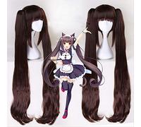 ydound Anime Coser Wig Chocola Wig Anime Nekopara Cosplay Perruque Femmes Chocolat 100cm Résistant à la Chaleur Cheveux Synthétiques Nékopara Cosplay Coiffures +Cheveux