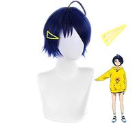 ydound Anime Coser Wig Cosnoble Ohto AI Cosplay Perruque Anime Wonder Oeuf Priorité Court Cheveux Costumes Bleu for Femmes Girls Party Perruques avec des Pinces à Cheveux