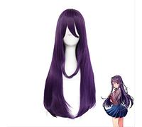 ydound Anime Coser Wig Ddlc Doki doki littérature Club Yuri Femmes Violet Perruque Cosplay Cosplay Costume résistant Thermique résistant à la Chaleur Poils de soirée Joue Lecture Perruque