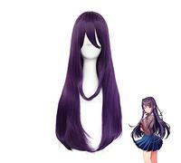 ydound Anime Coser Wig Ddlc Doki doki littérature Club Yuri Femmes Violet Perruque Cosplay Cosplay Costume résistant Thermique résistant à la Chaleur Poils de soirée Joue Lecture Perruque