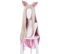 ydound Anime Coser Wig Game Costume Ahri Cosplay Perruque Longue Perruques Roses Blonde avec Oreilles Party Halloween