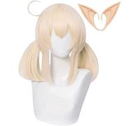 ydound Anime Coser Wig Genshin Impact Costume Perruque, Perruque Cosplay avec Oreilles Double Cheveux Blonds en Queue de Cheval for Anime Cosplay for Halloween Fête Halloween Carnaval avec Perruque