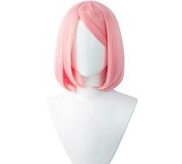 ydound Anime Coser Wig Haruno Cosplay Perruque Anime Rose Courte Perruque Droite avec Franges Cosplay Accessories for Femmes Filles avec Perruque Cap
