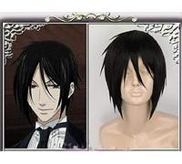 ydound Anime Coser Wig Haute Qualité Butler Black Butler Sebastian Michaelis Perruque Courte Noir Résistant à la Chaleur Synthétique Cheveux Synthétique Perruques +Perruque