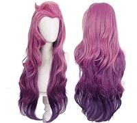 ydound Anime Coser Wig Jeu lol Akali k / da Cosplay Perruques 45cm transformé de la Queue de Cheval synthétique mélange de Cheveux Violet ( Size : Seraphine Purple Curly )