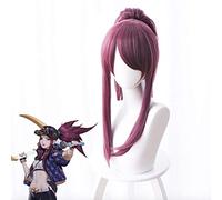 ydound Anime Coser Wig Jeu lol kda Akali Cosplay Perruque Style The Rogue Assassin Femmes Explosion DE Cheveux FOURNÉES Perruques de Noël Halloween Halloween