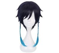 ydound Anime Coser Wig Jeux Cosplay Perruque Genshin Impact Projet Barbatos Black Court Cheveux Anime Comic- Coel de Noël Carnaval Halloween Partie Quotidienne Perruque de Mode