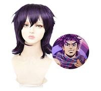 ydound Anime Coser Wig JoJo' s Bizarre Adventure 5 Ghirga Narancia Black Purple Cosplay Anime Party Wig + Perruque Cap Voland