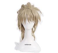 ydound Anime Coser Wig JoJo' s Bizarre Adventure Dio Brando Cosplay Perruque 45cm Blonde Coiffure Moyenne Résistant à la Chaleur Résistant à la Chaleur Perruque de Cheveux Synthétique+Perruque