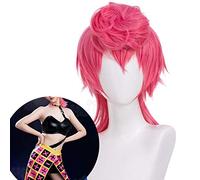 ydound Anime Coser Wig JoJo' s Bizarre Adventure Golden Rôle Rôle Perruque Trish Una Cosplay Courte Perruque Synthétique Perruque Rose